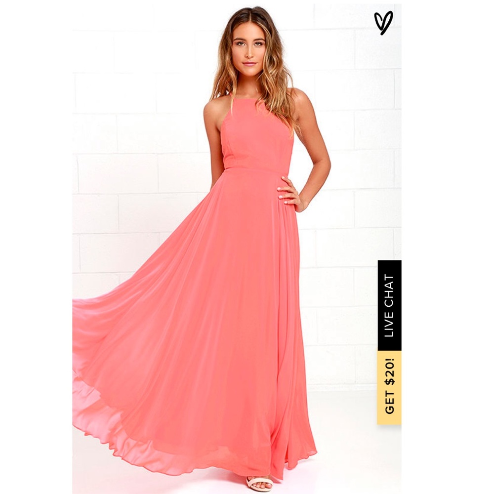 LuLu*s Mythical Kind of Love Coral Maxi Dress